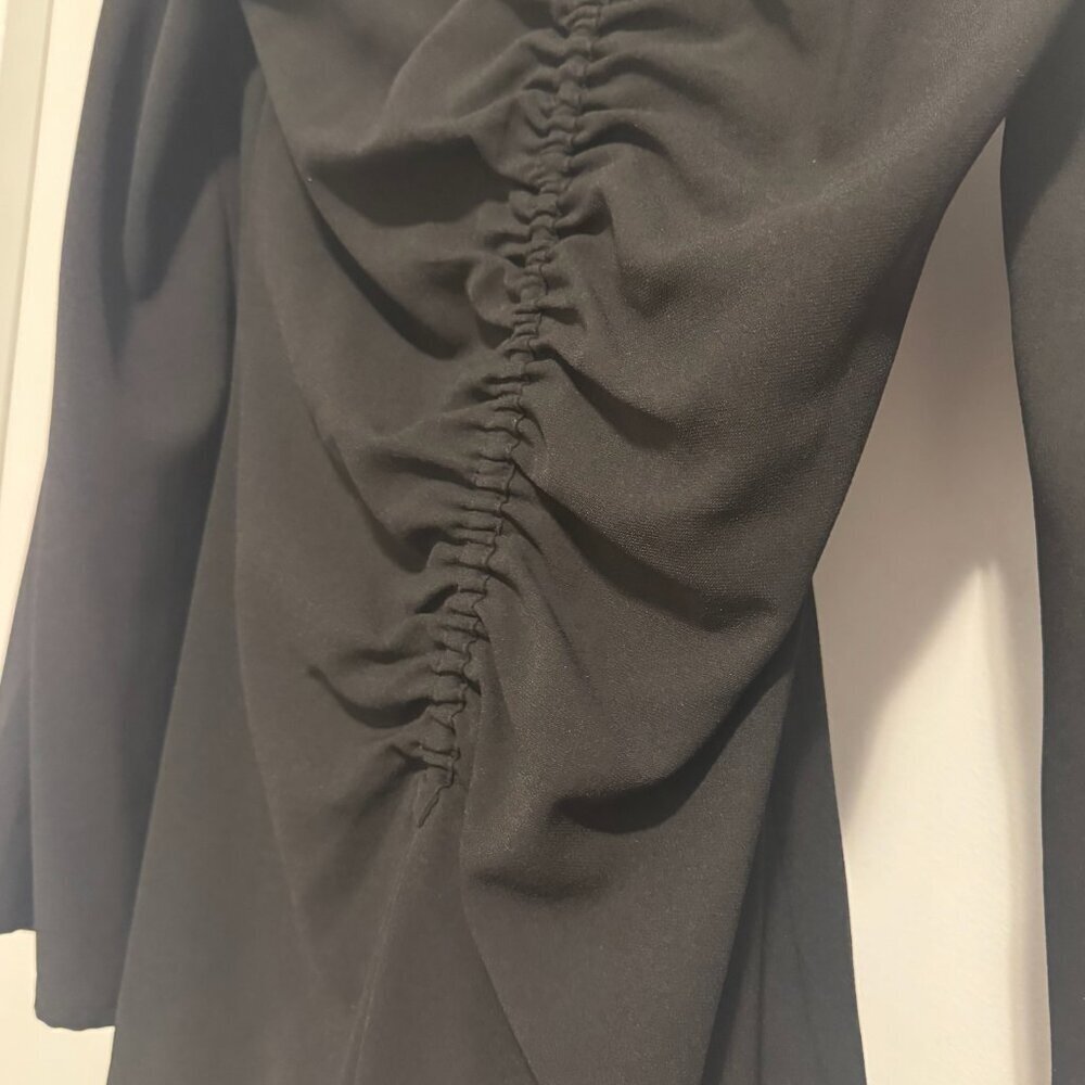 Zara Gothic Black Stone Accent Bell Sleeve Flare Mini Dress Size Small - Picture 10 of 10